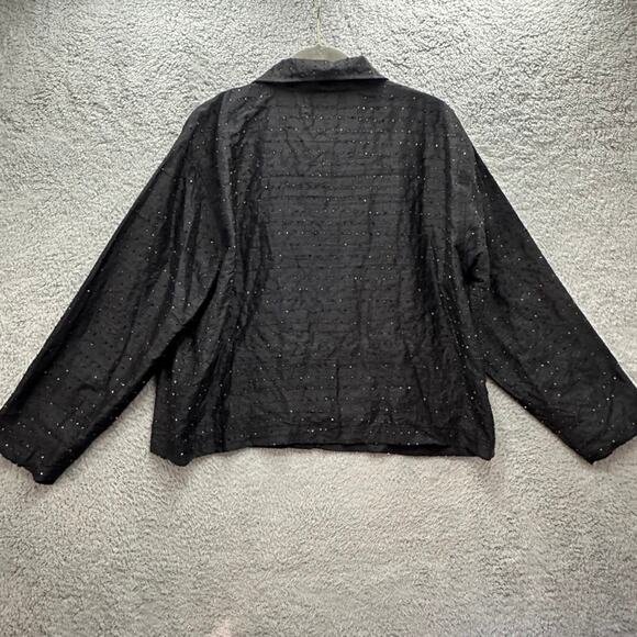 Chico's Design Size 3 (XL) 100% Silk Black Jacket Colorful Beads Lined ButtonUp - Picture 9 of 11